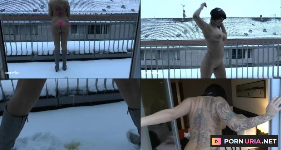 Merry4Fun - Schnee-Pischern auf den Balkon [HD 720p] 60.47 MB