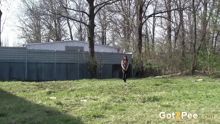 Got2Pee - Gorgeous Brunette Filmed Twice Pissing Outside - Pissing Amateur - FullHD 1080p - pissing porn video at PornUria