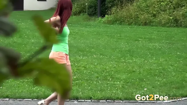 Kattie Gold - Redhead Peeing Outdoors - Pissing Outdoor - FullHD 1080p - pissing porn video at PornUria